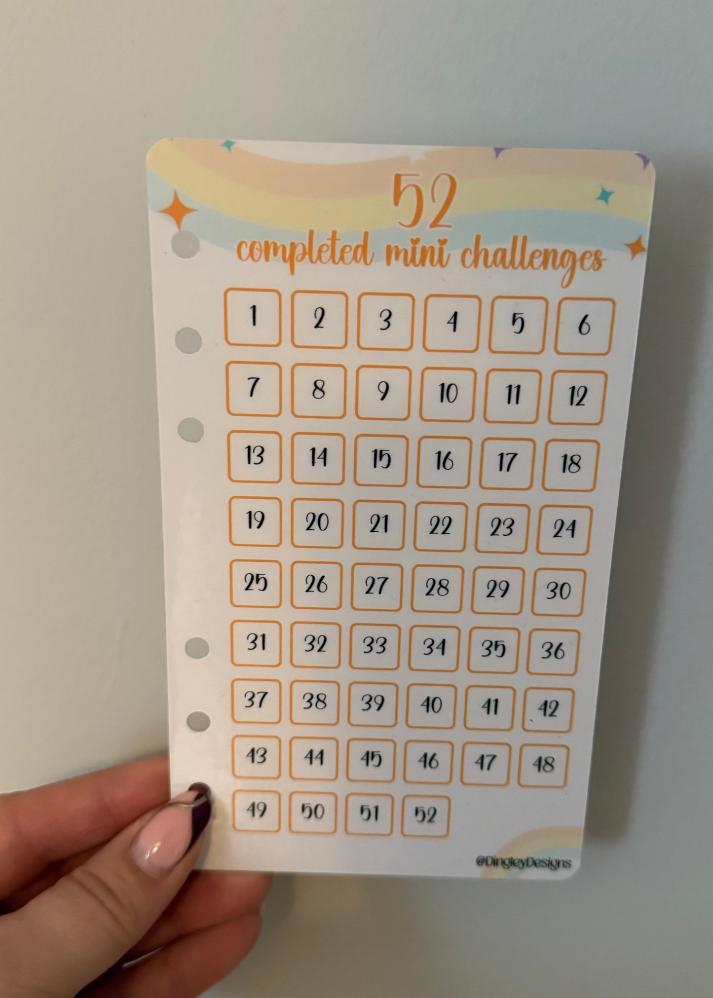 52 completed mini challenges tracker