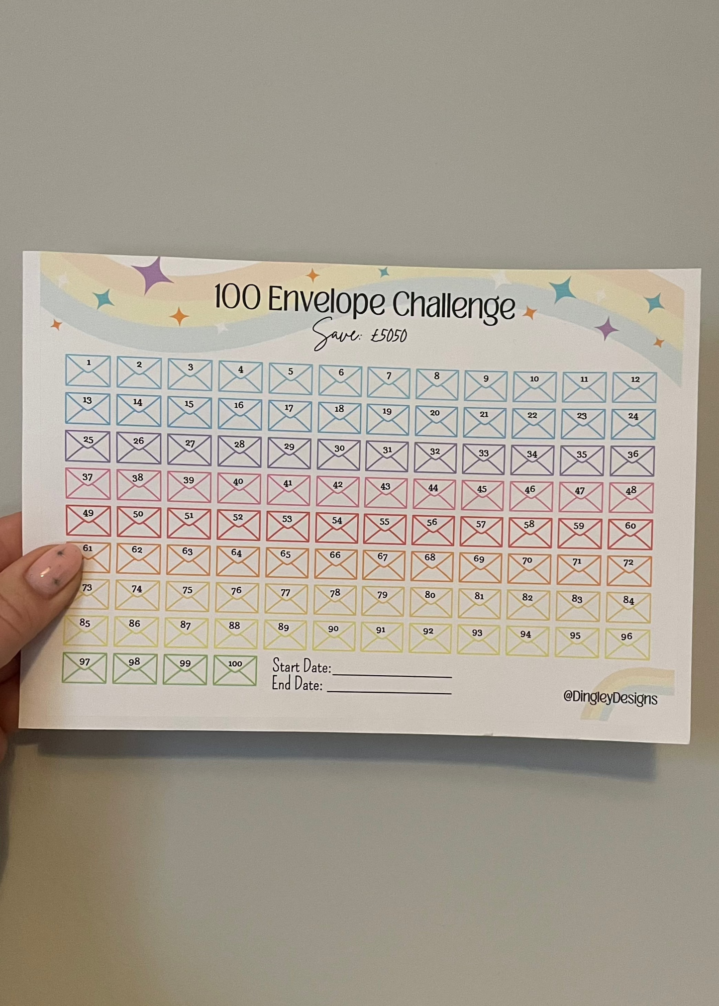 100 Envelope Challenge Sticker