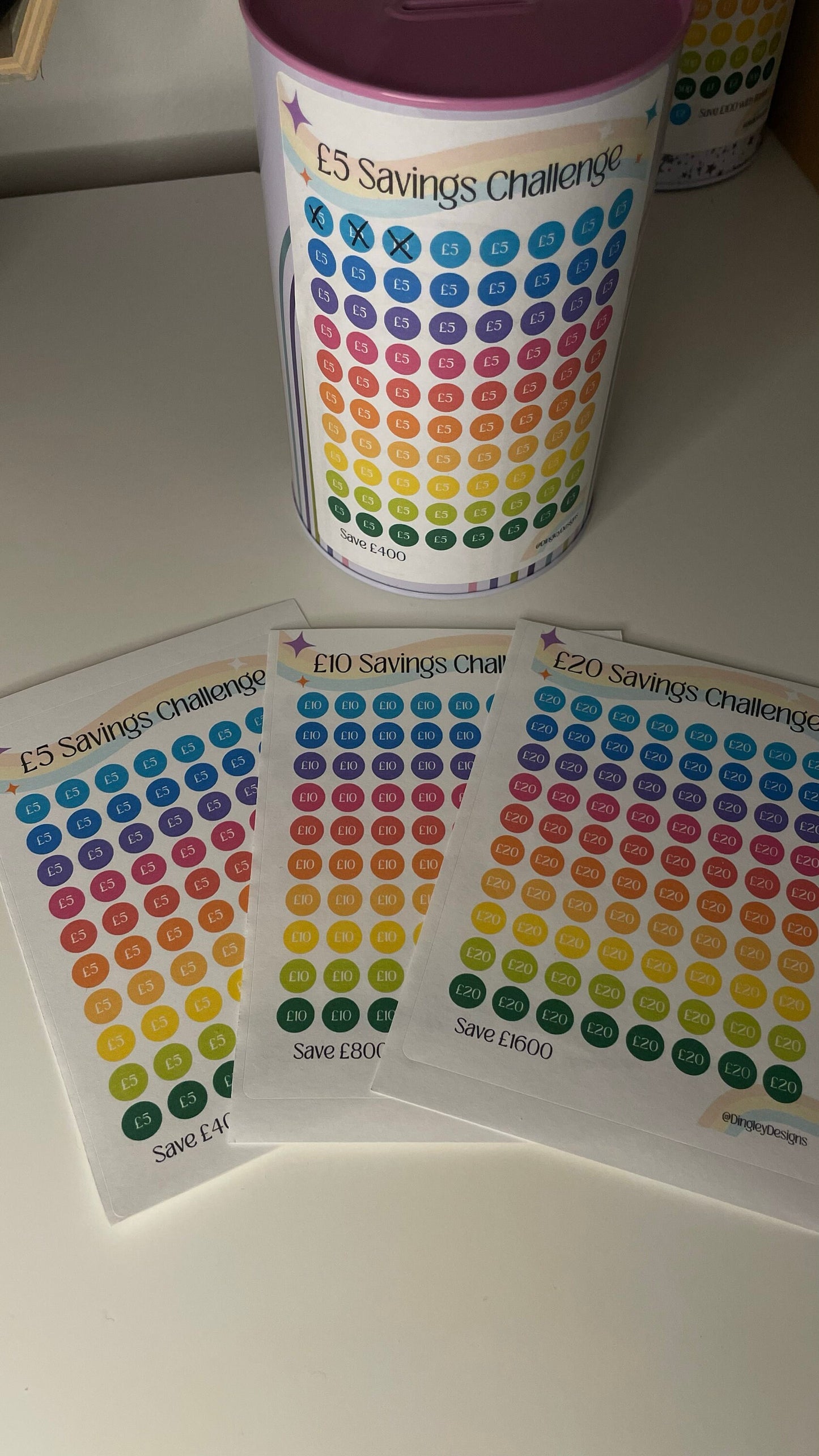 £5, £10 & £20 Money Tin Stickers