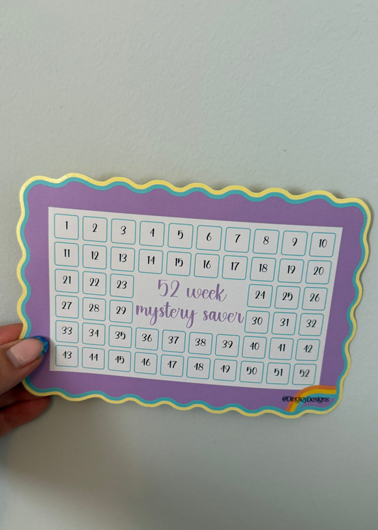 52 week mystery saver tin sticker