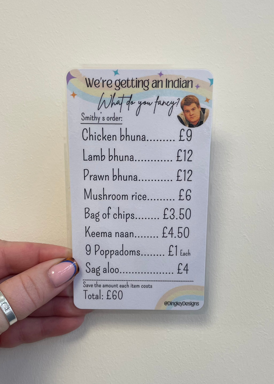 We're having an Indian, what do you fancy?
