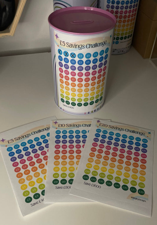 £5, £10 & £20 Money Tin Stickers